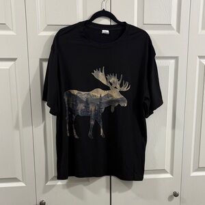 Black Women's Short Sleeve Tee with Moose Mountain Graphic